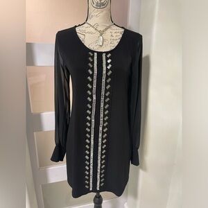 Beautiful Alfani black sheer long sleeve dress SZ Small EUC